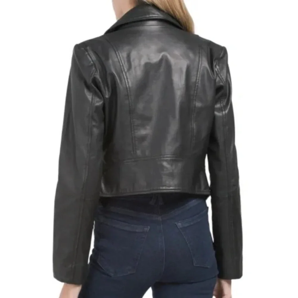 Bod & Christensen Alisson Hooded Leather Moto Biker Jacket Women's XS New NWT - Picture 2 of 4